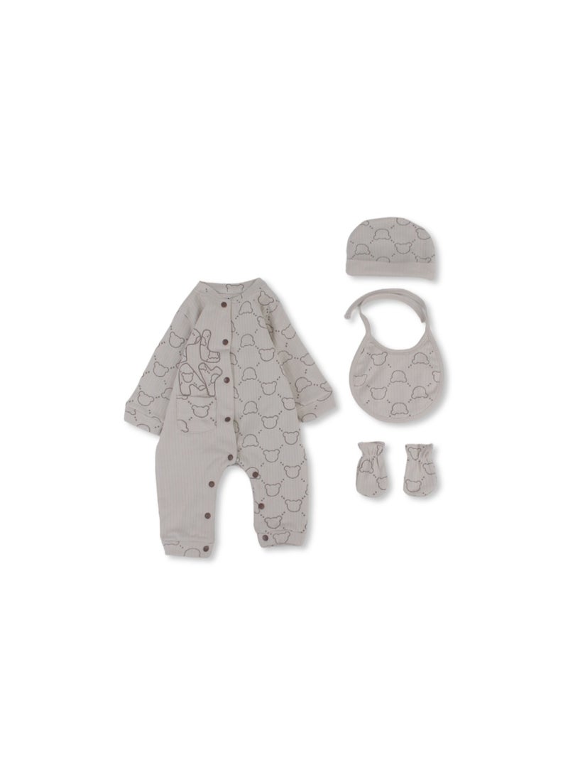 Junior Baby Boys Cotton Gift Clothes Box – Beige - Image 1